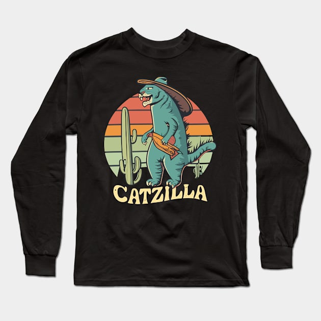 Catzilla cat lovers Long Sleeve T-Shirt by kknows